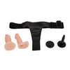 Strap-On Jessica cu 2 dildo-uri flexibile din silicon 10.5 cm si centura reglabila, bej ErosVita