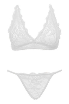 Set lenjerie intima Ouno, 2 Piese – compleu sexy cu sutien si chiloti din dantela L/XL, alb ErosVita