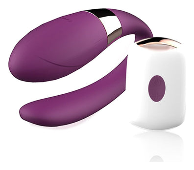Vibrator pentru cuplu V-Vibe cu 7 moduri de vibratii, telecomanda wireless si incarcare USB, silentios, silicon premium, mov