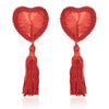 Accesorii pentru sani Heart Nipples Tassels din satin, autoadezive ErosVita