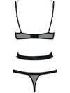 Body Bondy Teddy - lenjerie erotică cu decupaje și cupe transparente S/M, negru