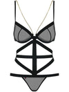 Body Bondy Teddy - lenjerie erotică cu decupaje și cupe transparente S/M, negru SOLLUXE Every box holds joy - unbox it!
