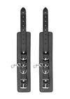 Catuse din piele pentru maini si picioare Bonded Leather Hogtie, accesorii BDSM cu prinderi si detalii metalice, negru