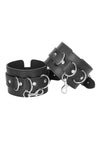 Catuse din piele pentru maini si picioare Bonded Leather Hogtie, accesorii BDSM cu prinderi si detalii metalice, negru