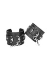 Catuse din piele pentru maini si picioare Bonded Leather Hogtie, accesorii BDSM cu prinderi si detalii metalice, negru