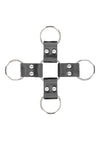 Catuse din piele pentru maini si picioare Bonded Leather Hogtie, accesorii BDSM cu prinderi si detalii metalice, negru