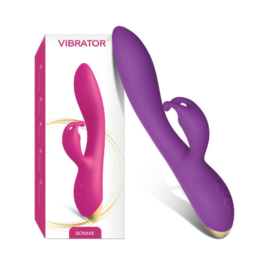 Vibrator Rabbit BONNIE cu 9 moduri de vibratii si incarcare USB, flexibil, silentios, silicon premium, mov