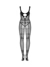Bodystocking Obsessive N123 - catsuit provocator din plasă cu decupaje și model sexy S-L (one size), negru