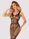 Bodystocking Obsessive N123 - catsuit provocator din plasă cu decupaje și model sexy S-L (one size), negru SOLLUXE Every box holds joy - unbox it!