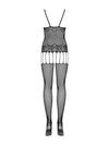 Bodystocking Obsessive F235 - catsuit provocator din plasă cu decupaje și model sexy S-L (one size), negru