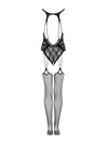 Body Obsessive G324 - lenjerie erotică din plasă cu portjartier și decupaje S-L (one size), negru
