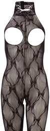 Bodystocking Open Bust – catsuit sexy din plasă cu decupaje provocatoare S-L (one size), negru