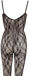 Bodystocking – catsuit sexy din plasă cu dantela si decolteu provocator 2XL/3XL, negru