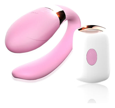 Vibrator pentru cuplu V-Vibe cu 7 moduri de vibratii, telecomanda wireless si incarcare USB, silentios, silicon premium, roz