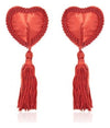 Accesorii pentru sani Heart Nipples Tassels din satin, autoadezive ErosVita