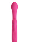 Vibrator G-spot FRITZ cu stimulator clitoris si 12 moduri de vibratii, incarcare USB, flexibil, silicon premium, roz Erosvita