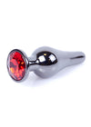 Dop anal Jewellery Dark Silver Butt Plug 9.5 cm, rosu - 64 - 00055
