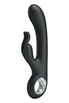 Vibrator Rabbit G-spot CARINA cu 7 moduri de vibratii si incarcare USB, flexibil, silicon premium, negru Erosvita