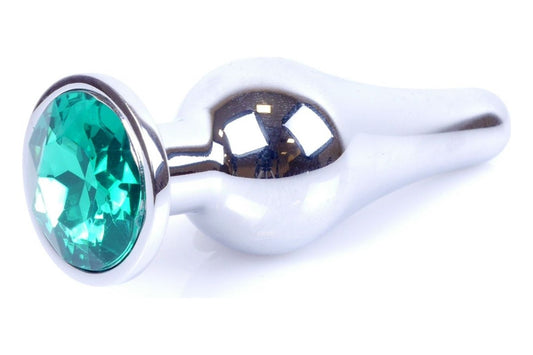 Dop anal Jewellery Silver Butt Plug 9.5 cm, verde SOLLUXE Every box holds joy - unbox it!