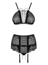 Set de lenjerie intimă Basitta - compleu provocator cu sutien, chiloți și portjartier din dantelă, negru SOLLUXE Every box holds joy - unbox it!