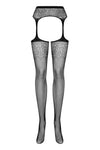 Dres Outstanding Garter Stockings S207 din plasa fina cu model sexy, portjartier si decupaje - marime universala (one size), negru SOLLUXE Every box holds joy - unbox it!