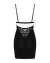 Set de lenjerie intimă Maderris - rochie provocatoare cu decolteu din dantelă și chiloți tanga, negru
