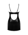Set de lenjerie intimă Norides – rochie din vinil cu dantelă, decolteu sexy și chiloți tanga XL/2XL, negru