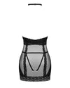 Set de lenjerie intima Lacrisia - rochie seducatoare cu insertii din dantela și chiloti crotchless M/L, negru