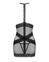 Set de lenjerie intima Lacrisia - rochie seducatoare cu insertii din dantela și chiloti crotchless M/L, negru