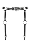 Accesoriu erotic Harness Garter Belt A741 - portjartier provocator din vinil cu bretele reglabile si insertii metalice One Size (marime universala), negru