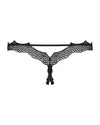 Chiloți Bravelle - tanga sexy din dantelă cu accesoriu și decupaje provocatoare, negru