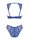 Set de lenjerie intimă Giselia - compleu sexy cu sutien și chiloți din dantelă fină, albastru