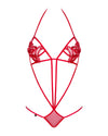 Body Luiza Teddy – lenjerie erotica sexy din dantelă cu decupaje provocatare S/M, rosu