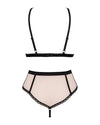 Set de lenjerie intimă Lilines - compleu elegant cu sutien din dantelă și chiloți brazilieni cu detalii contrastante S/M