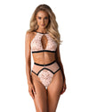 Set de lenjerie intimă Lilines - compleu elegant cu sutien din dantelă și chiloți brazilieni cu detalii contrastante S/M