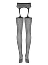 Dres Outstanding Garter Stockings S207 din plasa fina cu model sexy, portjartier si decupaje - marime universala (one size), negru