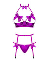 Set de lenjerie intima Delishya - compleu provocator cu sutien, chiloti si portjartier L/XL, mov