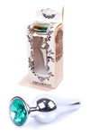 Dop anal Jewellery Silver Butt Plug 9.5 cm, verde SOLLUXE Every box holds joy - unbox it!
