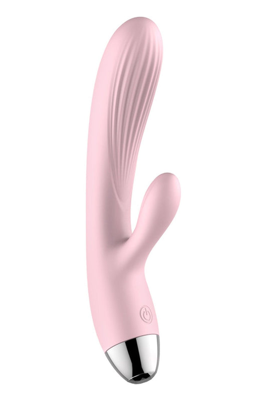 Vibrator Rabbit G-spot cu 10 moduri de vibratii, functie de incalzire si incarcare USB, flexibil, silentios, silicon premium, roz Erosvita