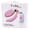 Vibrator pentru cuplu V-Vibe cu 7 moduri de vibratii, telecomanda wireless si incarcare USB, silentios, silicon premium, roz SOLLUXE® Every box holds joy-unbox it!