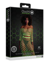 Set crop top cu mânecă lungă și fustă lungă tip plasă – compleu elegant XS-XL (one size), verde neon