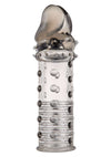 Manson din silicon cu striatii Power Stud Sleeve pentru barbati - prelungitor penis cu efect de marire, gri