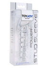 Manson din silicon cu striatii Power Stud Sleeve pentru barbati - prelungitor penis cu efect de marire, transparent