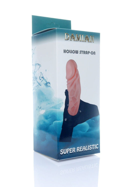 Strap-on Damian cu dildo flexibil, fixare confortabila si aspect realist 16 cm, bej ErosVita