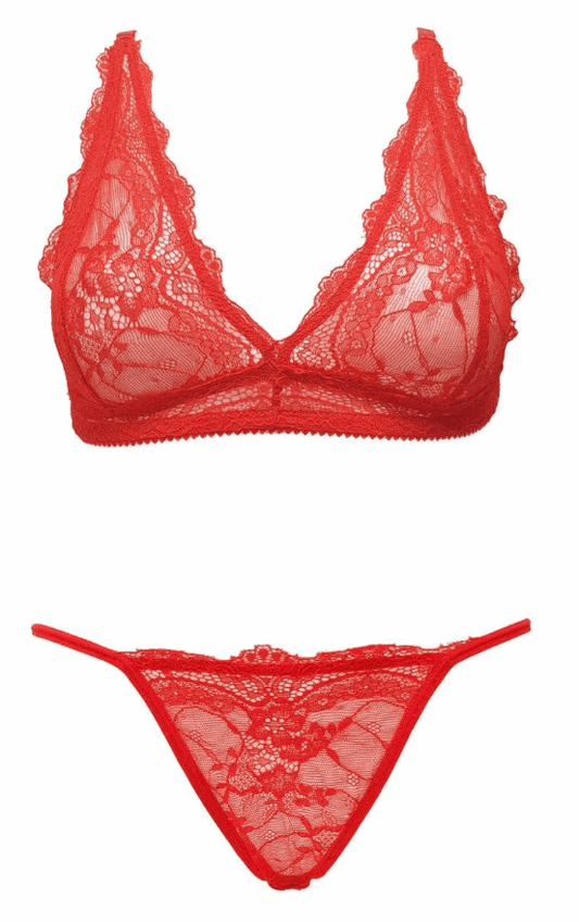 Set lenjerie intima Ouno, 2 Piese – compleu sexy cu sutien si chiloti din dantela S/M, rosu ErosVita