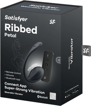 Ou vibrator Satisfyer Ribbed Petal cu 12 moduri de vibratii, control prin aplicatie si telecomanda wireless, incarcare magnetica USB, silentios, silicon premium, negru Erosvita