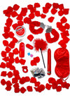 Romance Gift Set  – Set erotic romantic BDSM, 10 piese rosii pentru cupluri