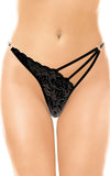 Chiloti tanga din dantela alba si bretele laterale cu decupaje S/M, negru SOLLUXE Every box holds joy - unbox it!