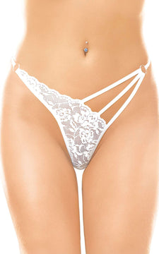 Chiloti tanga din dantela alba si bretele laterale cu decupaje sexy M/L, alb SOLLUXE Every box holds joy - unbox it!