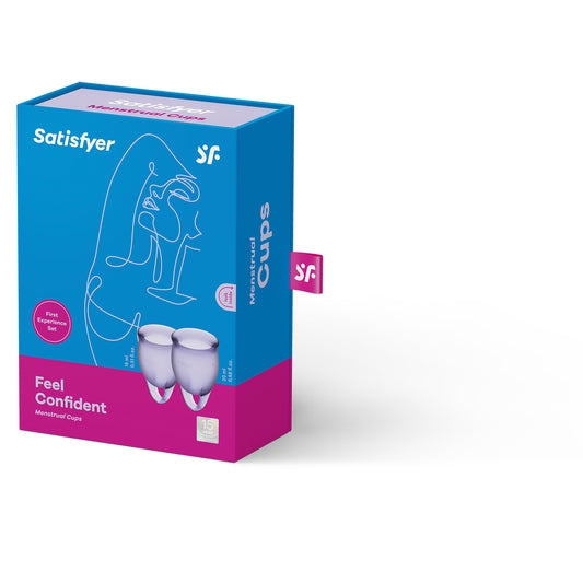 Set 2 cupe menstruale Satisfyer din silicon medical premium, Feel Confident, lila